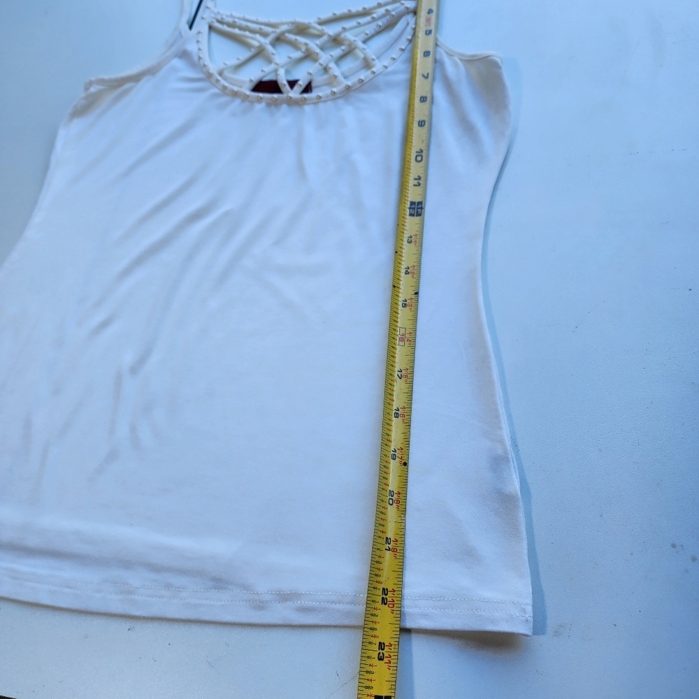 Red by BKE Womens Strappy Ivory Cream White Tank Top Strerch Studded S - Picture 10 of 11